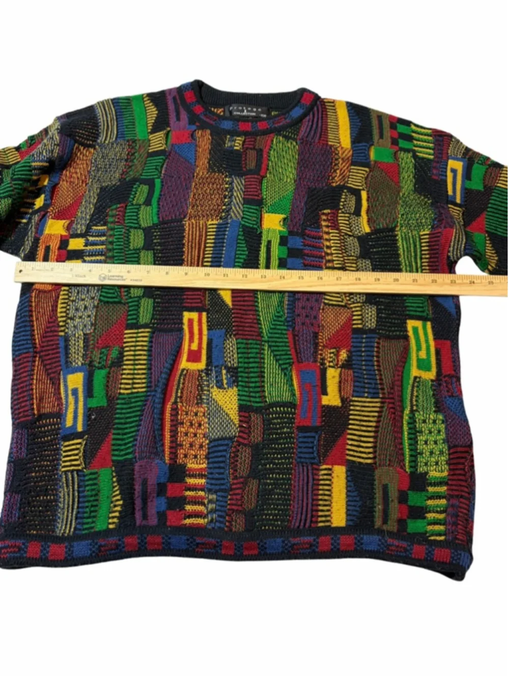 Protege Collection Coogi Style Sweater Colorful 3D Knit Textured XXL Vintage - Picture 4 of 7